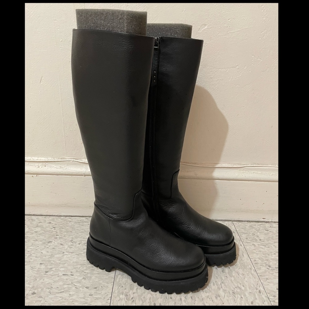 Paloma Barcelo Black Knee High Platform Boots